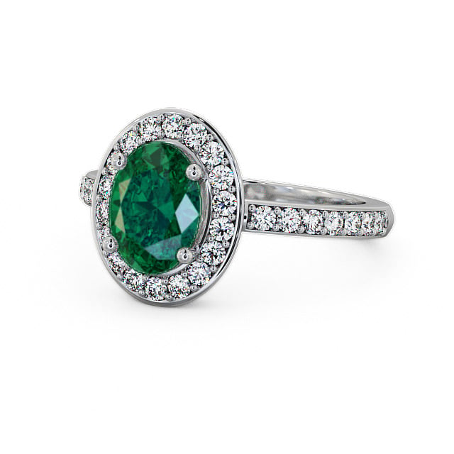 Halo Emerald and Diamond 1.74ct Ring Platinum - Ivelet ENOV8GEM_WG_EM_FLAT