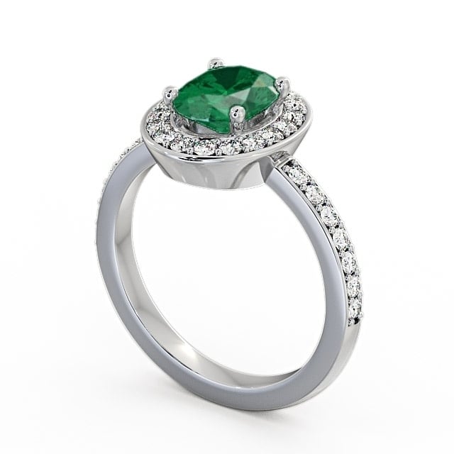 Halo Emerald and Diamond 1.74ct Ring 9K White Gold - Ivelet ENOV8GEM_WG_EM_SIDE