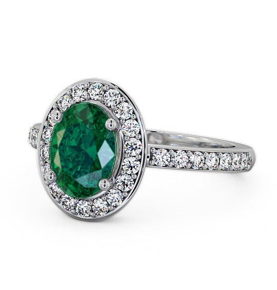 Halo Emerald and Diamond 1.74ct Ring 9K White Gold - Ivelet ENOV8GEM_WG_EM_THUMB2 