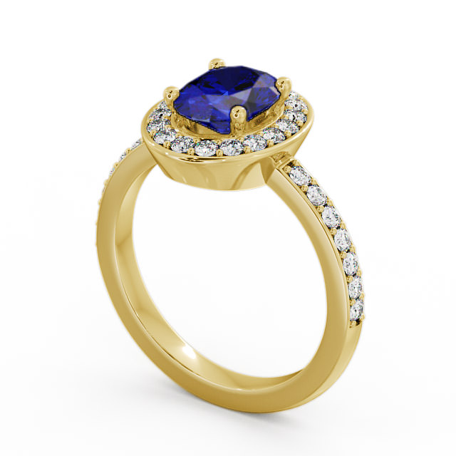 Halo Blue Sapphire and Diamond 2.03ct Ring 9K Yellow Gold - Ivelet ENOV8GEM_YG_BS_SIDE