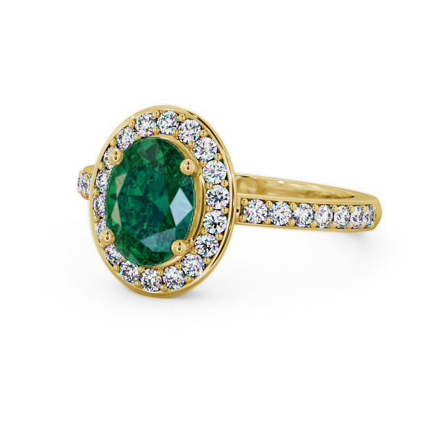 Halo Emerald and Diamond 1.74ct Ring 9K Yellow Gold - Ivelet ENOV8GEM_YG_EM_FLAT