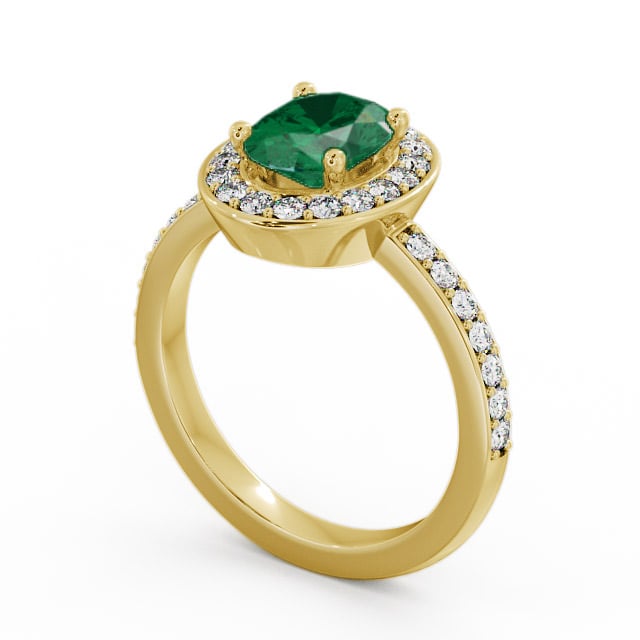 Halo Emerald and Diamond 1.74ct Ring 9K Yellow Gold - Ivelet ENOV8GEM_YG_EM_SIDE