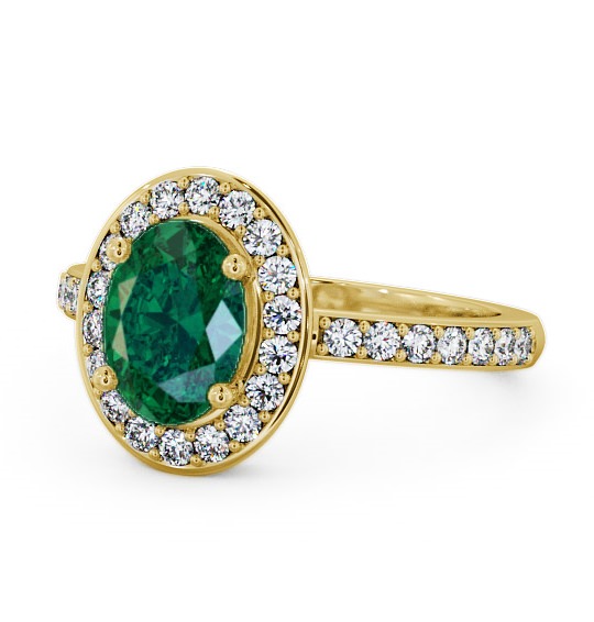  Halo Emerald and Diamond 1.74ct Ring 18K Yellow Gold - Ivelet ENOV8GEM_YG_EM_THUMB2 
