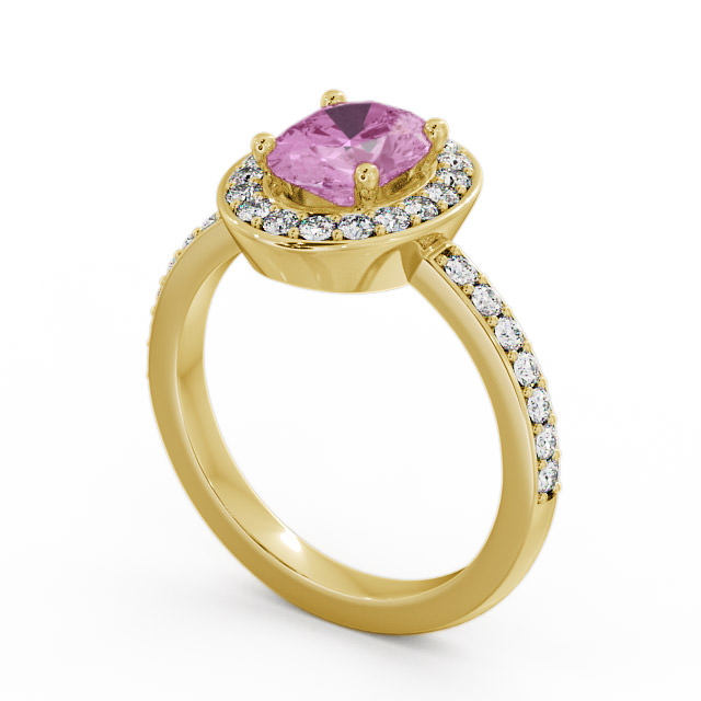 Halo Pink Sapphire and Diamond 2.03ct Ring 18K Yellow Gold - Ivelet