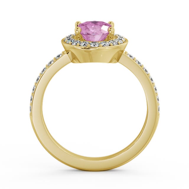 Halo Pink Sapphire and Diamond 2.03ct Ring 9K Yellow Gold - Ivelet ENOV8GEM_YG_PS_UP