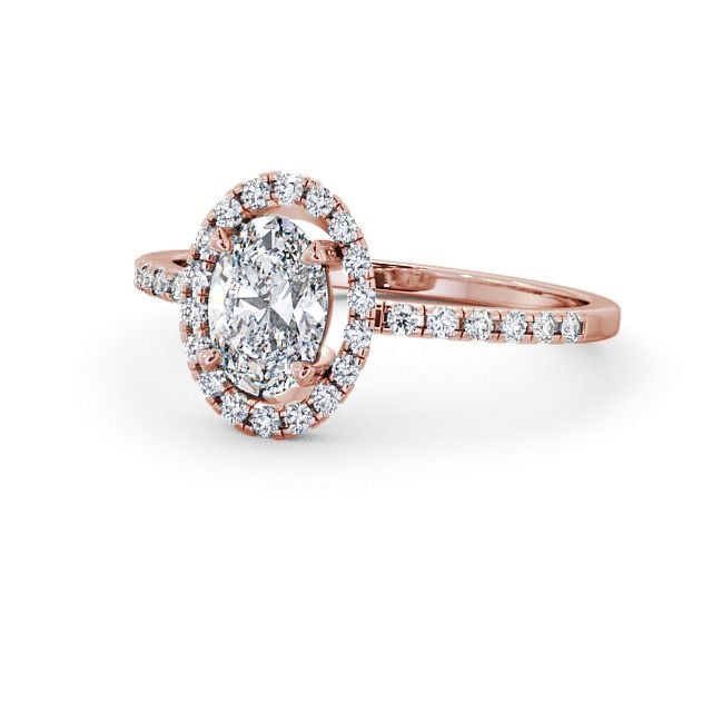 Halo Oval Diamond Engagement Ring 9K Rose Gold - Clunie ENOV9_RG_FLAT