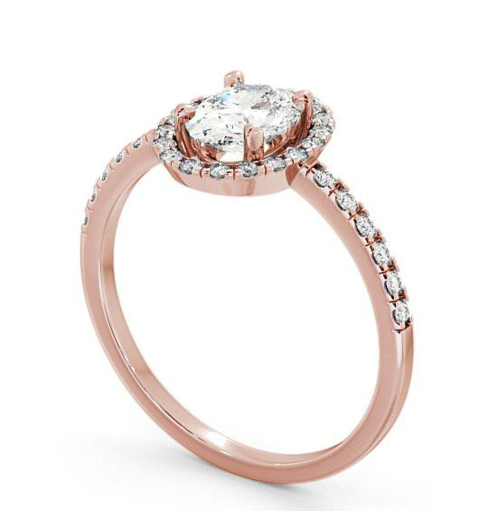 Halo Oval Diamond Low Setting Engagement Ring 18K Rose Gold ENOV9_RG_THUMB1