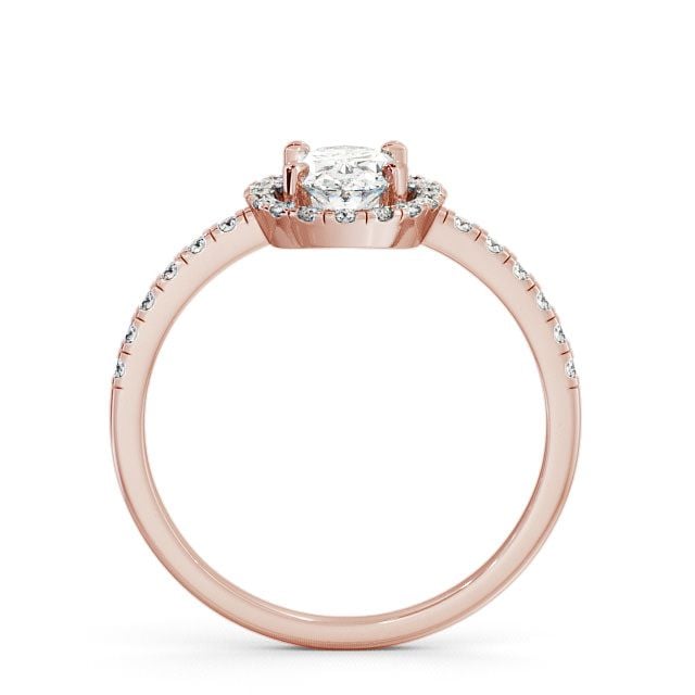 Halo Oval Diamond Engagement Ring 9K Rose Gold - Clunie ENOV9_RG_UP
