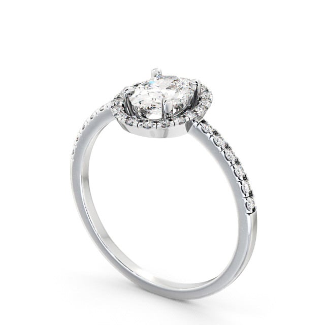 Halo Oval Diamond Engagement Ring 9K White Gold - Clunie ENOV9_WG_SIDE