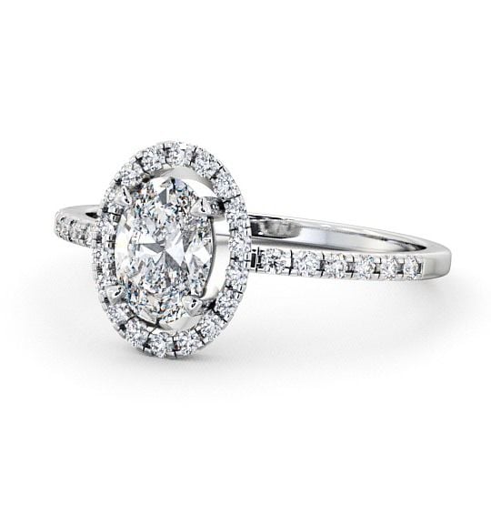 Halo Oval Diamond Low Setting Engagement Ring 18K White Gold ENOV9_WG_THUMB2 