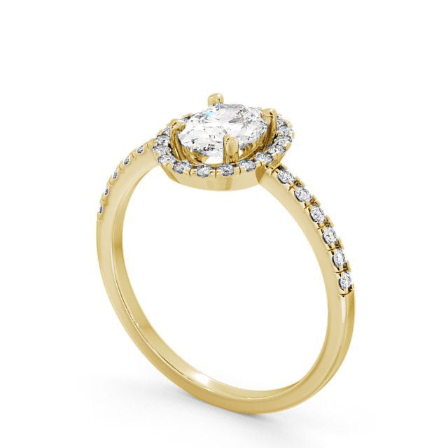 Halo Oval Diamond Engagement Ring 9K Yellow Gold - Clunie ENOV9_YG_SIDE