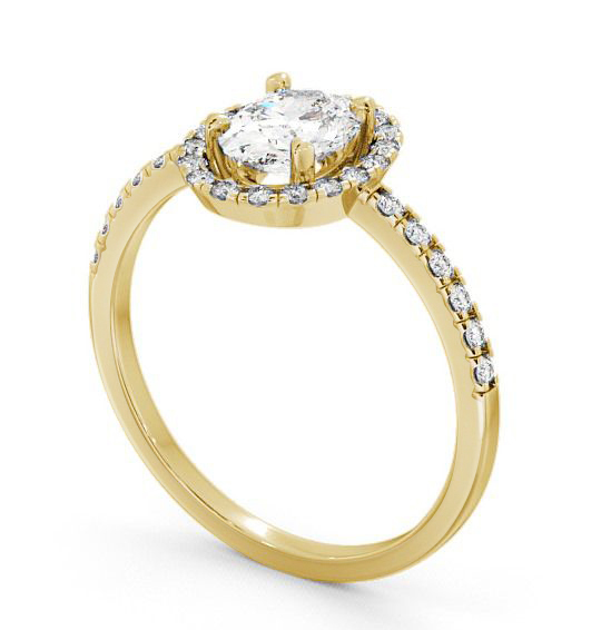 Halo Oval Diamond Low Setting Engagement Ring 18K Yellow Gold ENOV9_YG_THUMB1