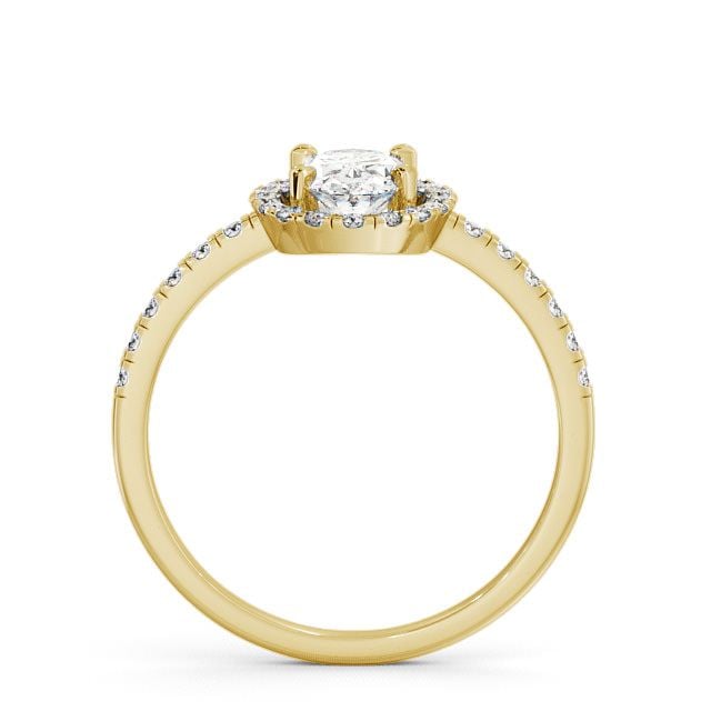 Halo Oval Diamond Engagement Ring 9K Yellow Gold - Clunie ENOV9_YG_UP