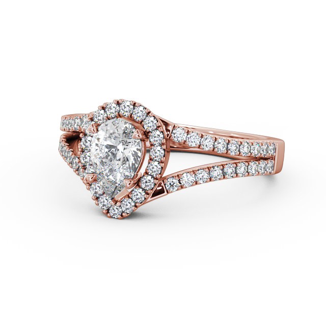 Halo Pear Diamond Engagement Ring 18K Rose Gold - Elena ENPE10_RG_FLAT