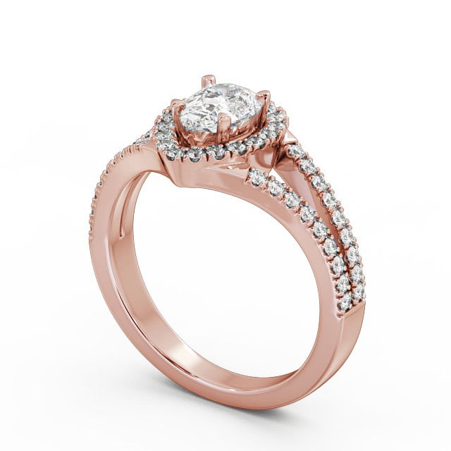Halo Pear Diamond Engagement Ring 9K Rose Gold - Elena ENPE10_RG_SIDE