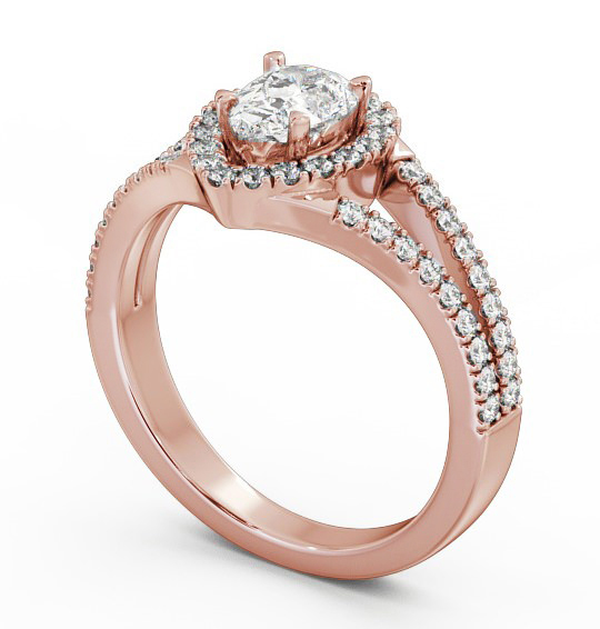 Halo Pear Diamond Split Band Engagement Ring 18K Rose Gold ENPE10_RG_THUMB1 