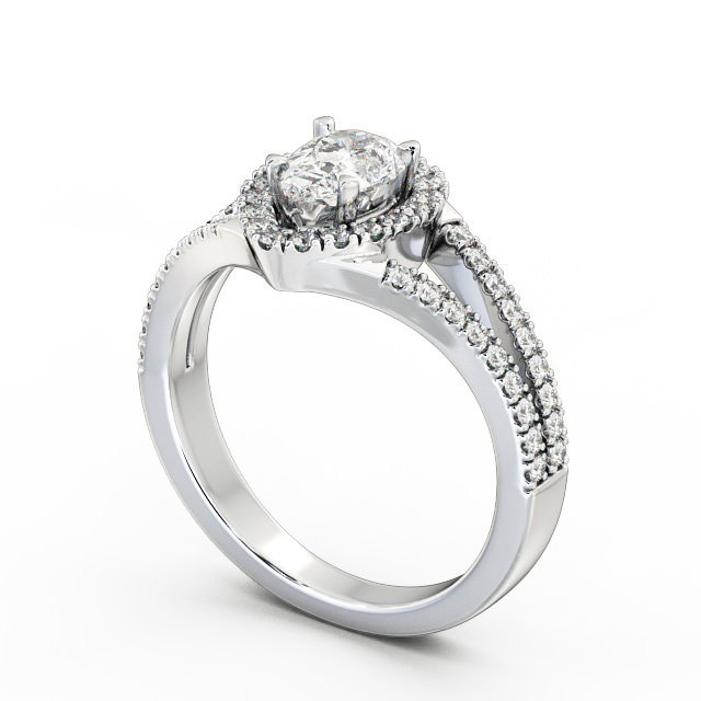 Halo Pear Diamond Engagement Ring Palladium - Elena