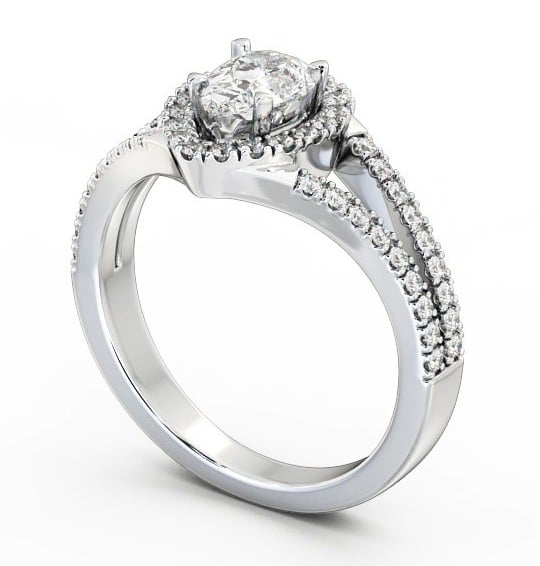 Halo Pear Diamond Split Band Engagement Ring 9K White Gold ENPE10_WG_THUMB1
