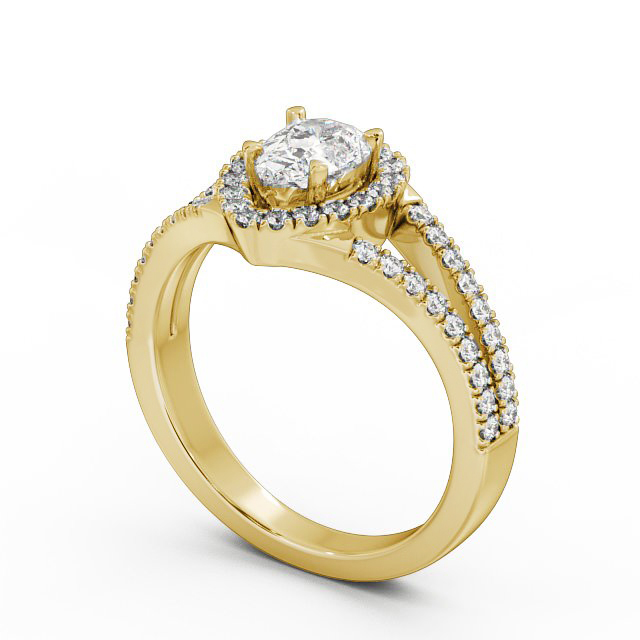 Halo Pear Diamond Engagement Ring 9K Yellow Gold - Elena ENPE10_YG_SIDE