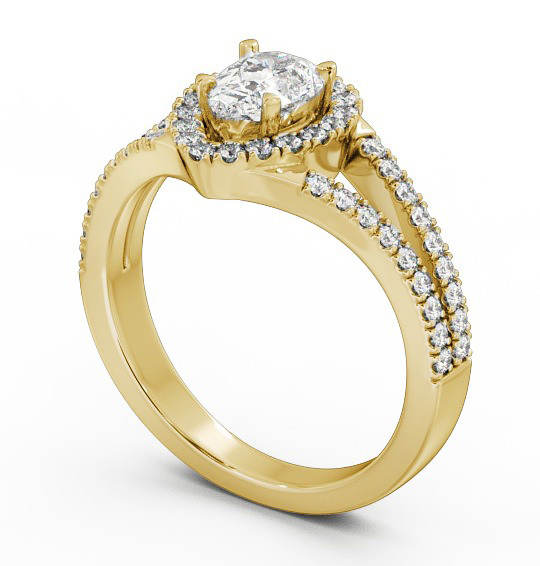 Halo Pear Diamond Split Band Engagement Ring 18K Yellow Gold ENPE10_YG_THUMB1 