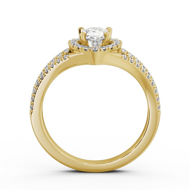 Halo Pear Diamond Engagement Ring 9K Yellow Gold - Elena ENPE10_YG_UP