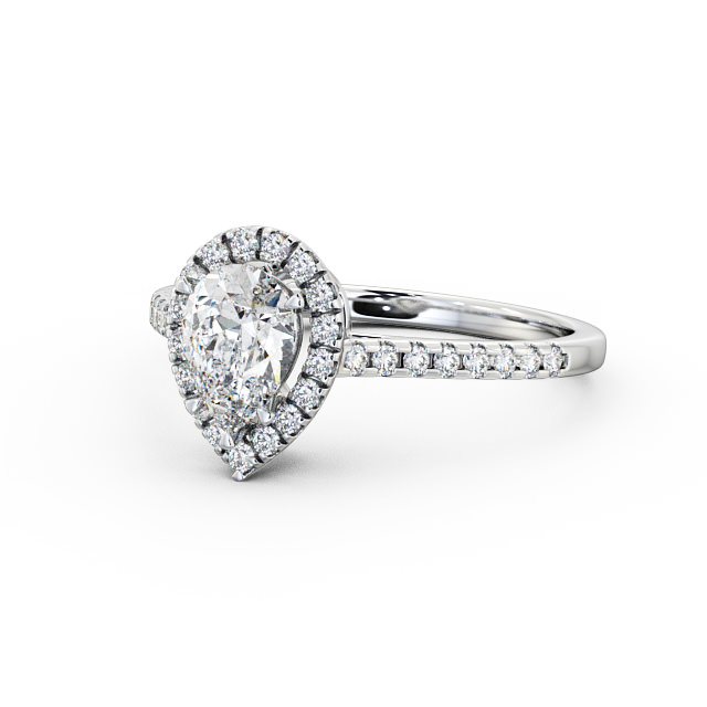 Halo Pear Diamond Engagement Ring 18K White Gold - Vallois ENPE11_WG_FLAT