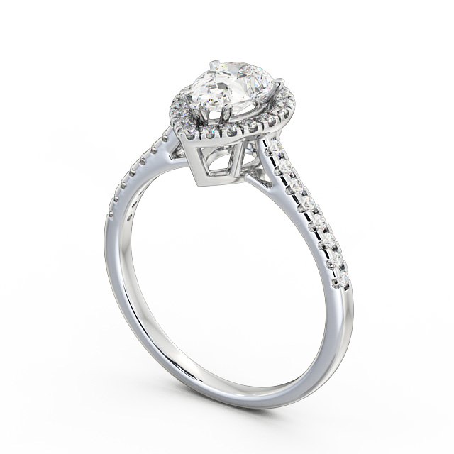 Halo Pear Diamond Engagement Ring 18K White Gold - Vallois ENPE11_WG_SIDE