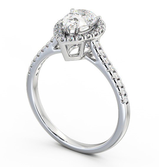Halo Pear Diamond High Setting Engagement Ring 9K White Gold ENPE11_WG_THUMB1