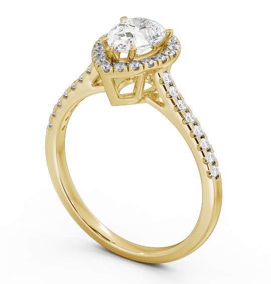 Halo Pear Diamond High Setting Engagement Ring 9K Yellow Gold ENPE11_YG_THUMB1