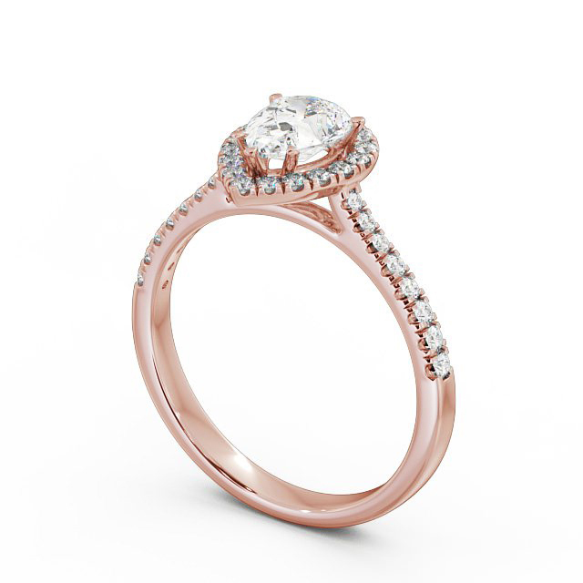 Halo Pear Diamond Engagement Ring 18K Rose Gold - Zara ENPE12_RG_SIDE