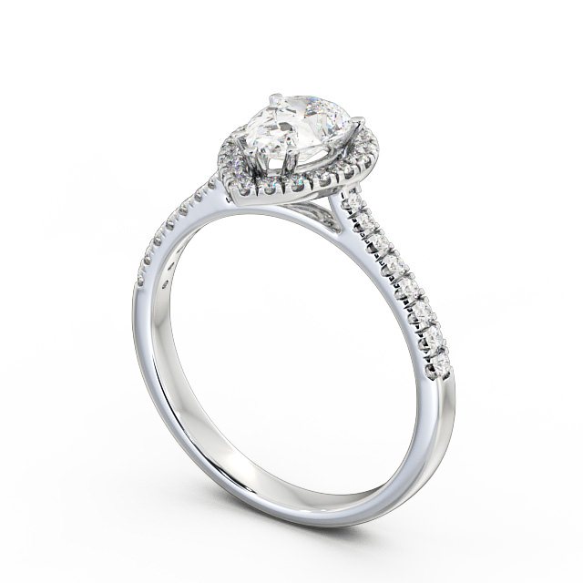 Halo Pear Diamond Engagement Ring Platinum - Zara ENPE12_WG_SIDE