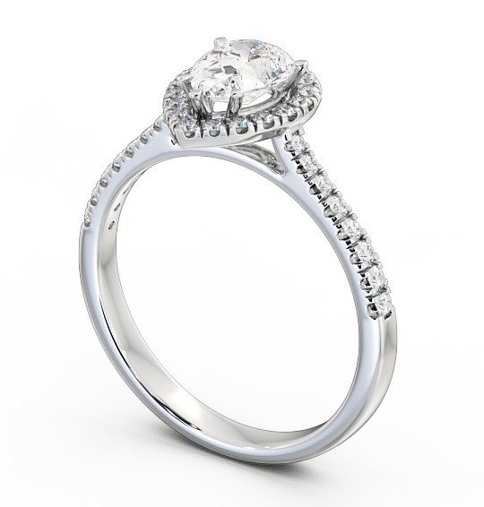 Halo Pear Diamond Classic Engagement Ring Platinum ENPE12_WG_THUMB1 