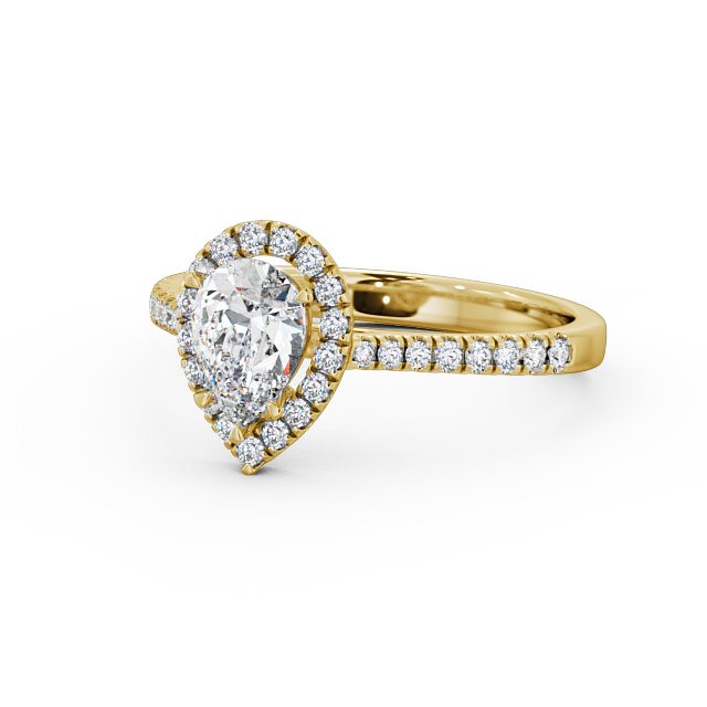 Halo Pear Diamond Engagement Ring 18K Yellow Gold - Zara ENPE12_YG_FLAT