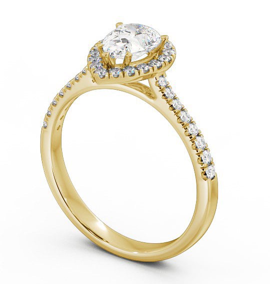 Halo Pear Diamond Classic Engagement Ring 9K Yellow Gold ENPE12_YG_THUMB1