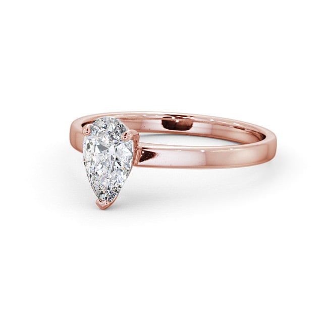 Pear Diamond Engagement Ring 18K Rose Gold Solitaire - Mosset ENPE13_RG_FLAT