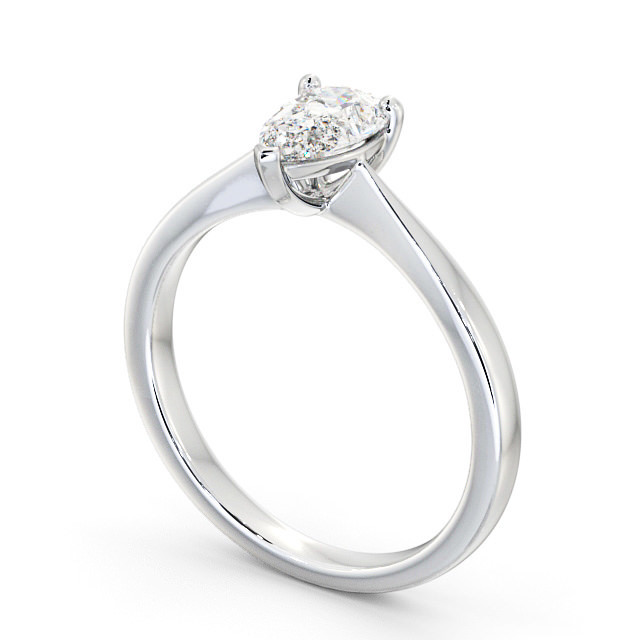 Pear Diamond Engagement Ring 18K White Gold Solitaire - Ilmer ENPE14_WG_SIDE