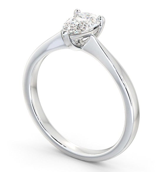 Pear Diamond Tapered Band Engagement Ring 18K White Gold Solitaire ENPE14_WG_THUMB1 