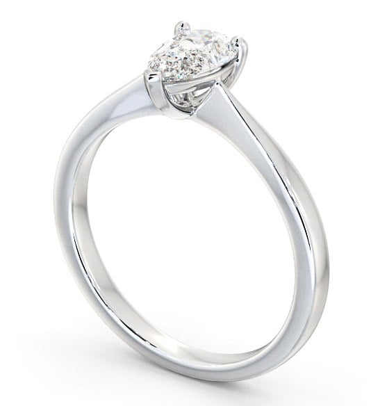 Pear Diamond Tapered Band Engagement Ring Platinum Solitaire ENPE14_WG_THUMB1