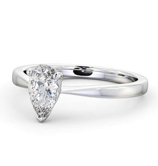 Pear Diamond Tapered Band Engagement Ring 18K White Gold Solitaire ENPE14_WG_THUMB2 