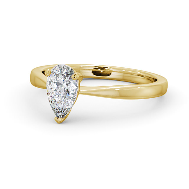 Pear Diamond Engagement Ring 18K Yellow Gold Solitaire - Ilmer ENPE14_YG_FLAT