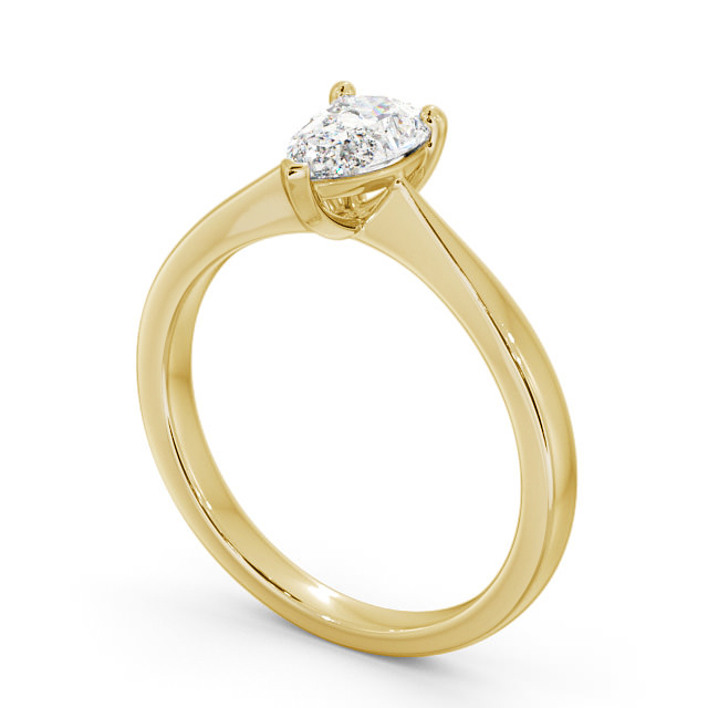 Pear Diamond Engagement Ring 18K Yellow Gold Solitaire - Ilmer ENPE14_YG_SIDE
