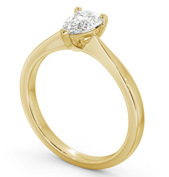 Pear Diamond Tapered Band Engagement Ring 18K Yellow Gold Solitaire ENPE14_YG_THUMB1 