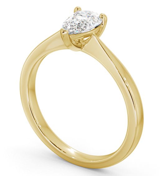 Pear Diamond Tapered Band Engagement Ring 9K Yellow Gold Solitaire ENPE14_YG_THUMB1 