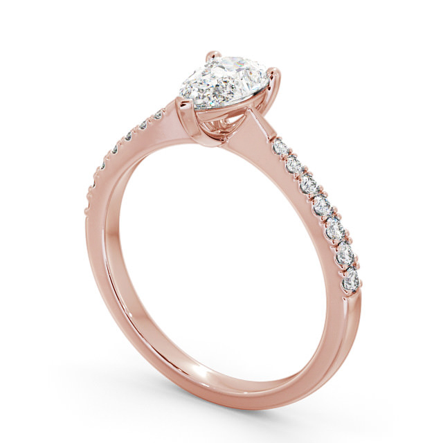 Pear Diamond Engagement Ring 9K Rose Gold Solitaire With Side Stones - Basel ENPE14S_RG_SIDE