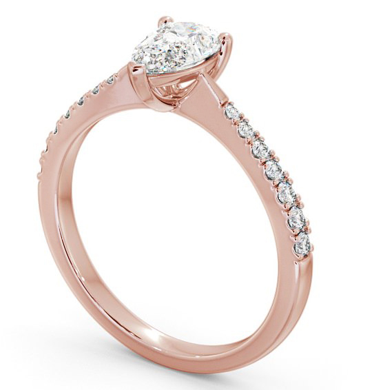 Pear Diamond Engagement Ring 18K Rose Gold Solitaire With Side Stones - Basel ENPE14S_RG_THUMB1