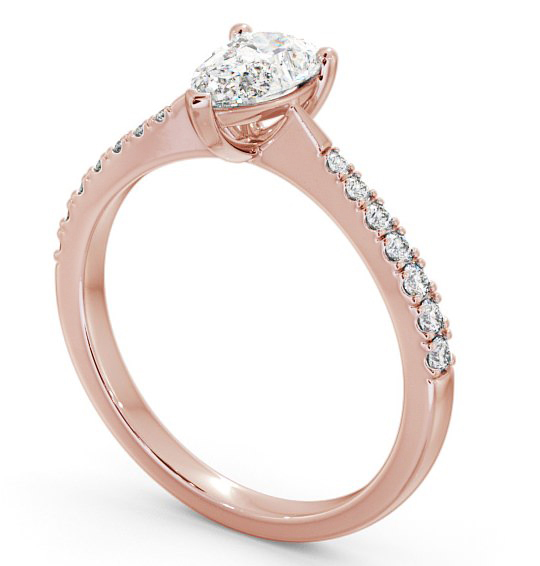 Pear Diamond Tapered Band Engagement Ring 9K Rose Gold Solitaire with Channel Set Side Stones ENPE14S_RG_THUMB1 