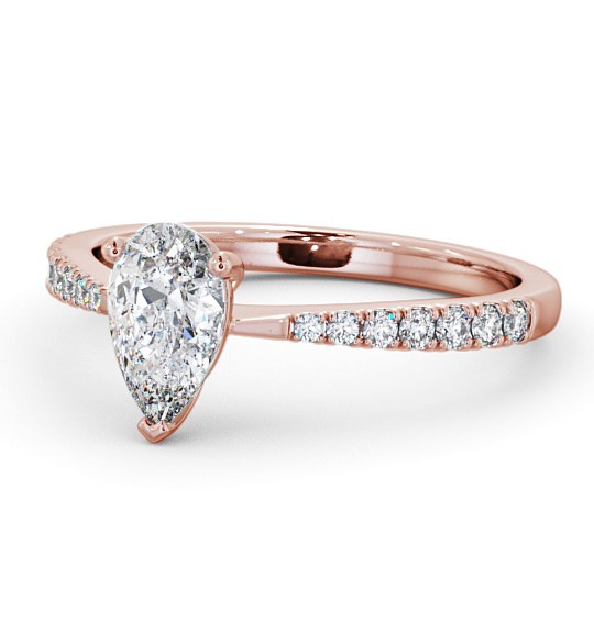  Pear Diamond Engagement Ring 9K Rose Gold Solitaire With Side Stones - Basel ENPE14S_RG_THUMB2 