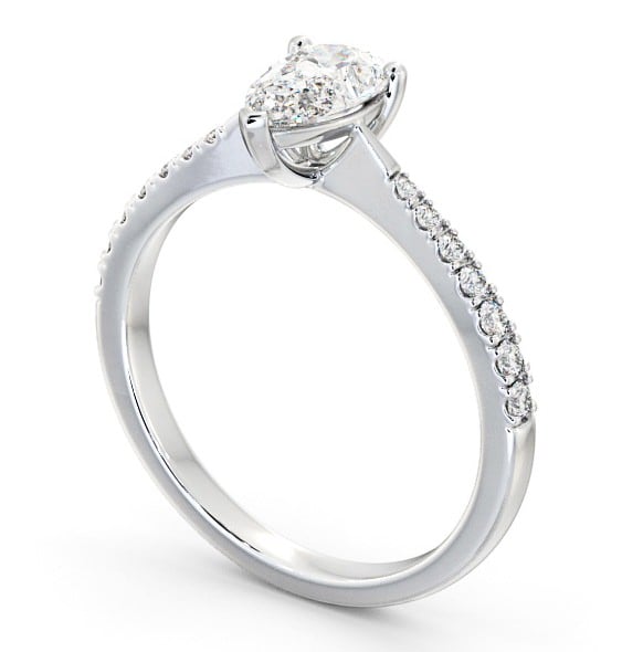 Pear Diamond Tapered Band Engagement Ring Palladium Solitaire with Channel Set Side Stones ENPE14S_WG_THUMB1