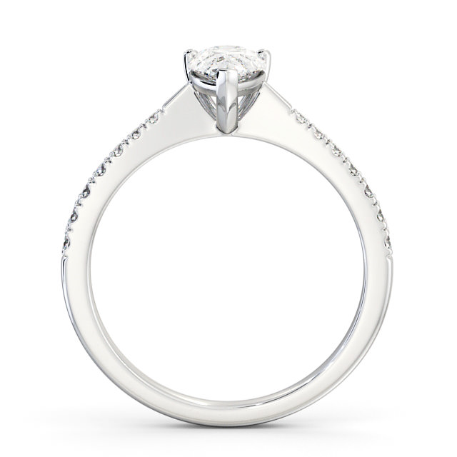 Pear Diamond Engagement Ring 9K White Gold Solitaire With Side Stones - Basel ENPE14S_WG_UP