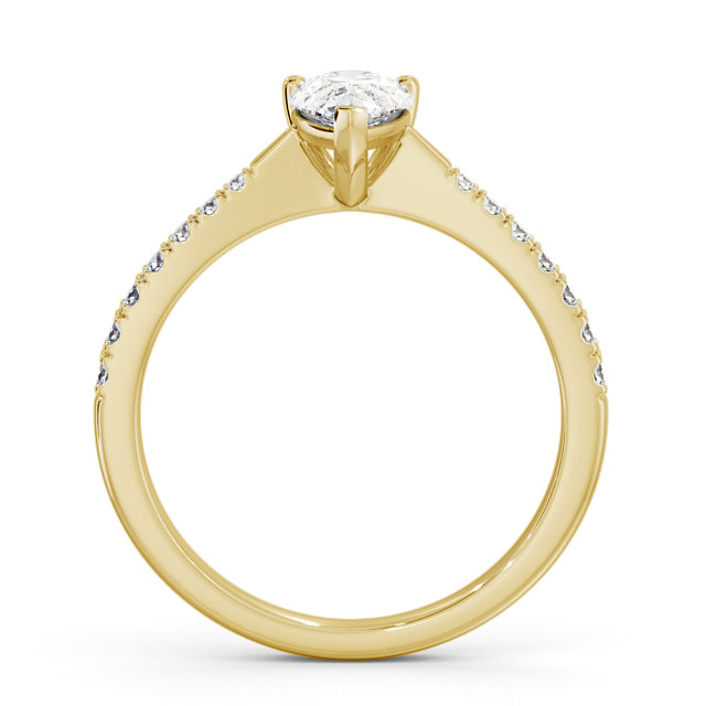 Pear Diamond Engagement Ring 18K Yellow Gold Solitaire With Side Stones - Basel ENPE14S_YG_UP